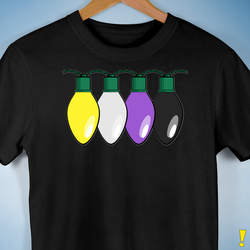 Nonbinary Pride Christmas Lights Premium Unisex T-Shirt - Black